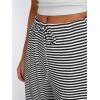 imageTrendy Queen Womens Striped Ribbed Wide Leg Pants Casual Drawstring Elastic Waist Baggy Sweatpants with PocketsBlack White