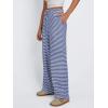 imageTrendy Queen Womens Striped Ribbed Wide Leg Pants Casual Drawstring Elastic Waist Baggy Sweatpants with PocketsBlue White