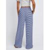 imageTrendy Queen Womens Striped Ribbed Wide Leg Pants Casual Drawstring Elastic Waist Baggy Sweatpants with PocketsBlue White