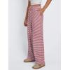 imageTrendy Queen Womens Striped Ribbed Wide Leg Pants Casual Drawstring Elastic Waist Baggy Sweatpants with PocketsRed White