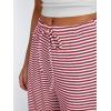imageTrendy Queen Womens Striped Ribbed Wide Leg Pants Casual Drawstring Elastic Waist Baggy Sweatpants with PocketsRed White