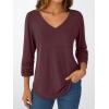 imageTrendy Queen 34 Length Sleeve Womens Tops V Neck Tunic Dressy Casual Business Ladies Fall Fashion Outfits 2025Winered