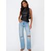 imageTrendy Queen Going Out Tops Leather Top Fall Outfits 2025 Asymmetrical Mock Neck p Sexy Corset Club OutfitBlack