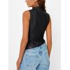 imageTrendy Queen Going Out Tops Leather Top Fall Outfits 2025 Asymmetrical Mock Neck p Sexy Corset Club OutfitBlack