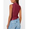 imageTrendy Queen Going Out Tops Leather Top Fall Outfits 2025 Asymmetrical Mock Neck p Sexy Corset Club OutfitRed