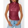 imageTrendy Queen Going Out Tops Leather Top Fall Outfits 2025 Asymmetrical Mock Neck p Sexy Corset Club OutfitRed