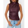 imageTrendy Queen Going Out Tops Leather Top Fall Outfits 2025 Asymmetrical Mock Neck p Sexy Corset Club OutfitWinered