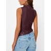 imageTrendy Queen Going Out Tops Leather Top Fall Outfits 2025 Asymmetrical Mock Neck p Sexy Corset Club OutfitWinered