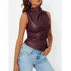 imageTrendy Queen Going Out Tops Leather Top Fall Outfits 2025 Asymmetrical Mock Neck p Sexy Corset Club OutfitWinered