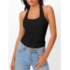 imageTrendy Queen Halter Tops for Women 2025 Summer Going Out Tops Backless Crop Sleeveless Workout Shirts Cute Y2k ClothesBlack