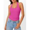 imageTrendy Queen Halter Tops for Women 2025 Summer Going Out Tops Backless Crop Sleeveless Workout Shirts Cute Y2k ClothesHot Pink