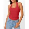 imageTrendy Queen Halter Tops for Women 2025 Summer Going Out Tops Backless Crop Sleeveless Workout Shirts Cute Y2k ClothesRed