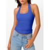 imageTrendy Queen Halter Tops for Women 2025 Summer Going Out Tops Backless Crop Sleeveless Workout Shirts Cute Y2k ClothesRoyal Blue