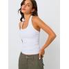 imageTrendy Queen Halter Tops for Women 2025 Summer Going Out Tops Backless Crop Sleeveless Workout Shirts Cute Y2k ClothesWhite