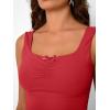 imageTrendy Queen Summer Tops for Women Going Out Teen Girls Cute Crop Tank Top Y2K Basic Bow Clothes Square Neck 2025 CamisoleRed