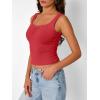 imageTrendy Queen Summer Tops for Women Going Out Teen Girls Cute Crop Tank Top Y2K Basic Bow Clothes Square Neck 2025 CamisoleRed
