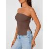 imageTrendy Queen Tube Tops for Women Side Split Going Out Strapless Crop Tops Sleeveless Bandeau Summer Y2k Cute ClothesBrown