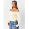 imageTrendy Queen Womens Long Sleeve Off The Shoulder Tops Going Out Cute Basic Y2K Fall Fashion 2025 Outfits ClothesApricot