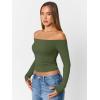 imageTrendy Queen Womens Long Sleeve Off The Shoulder Tops Going Out Cute Basic Y2K Fall Fashion 2025 Outfits ClothesArmy Green