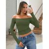 imageTrendy Queen Womens Long Sleeve Off The Shoulder Tops Going Out Cute Basic Y2K Fall Fashion 2025 Outfits ClothesArmy Green