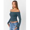imageTrendy Queen Womens Long Sleeve Off The Shoulder Tops Going Out Cute Basic Y2K Fall Fashion 2025 Outfits ClothesBlue