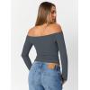 imageTrendy Queen Womens Long Sleeve Off The Shoulder Tops Going Out Cute Basic Y2K Fall Fashion 2025 Outfits ClothesGrey