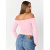 imageTrendy Queen Womens Long Sleeve Off The Shoulder Tops Going Out Cute Basic Y2K Fall Fashion 2025 Outfits ClothesPink