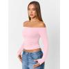 imageTrendy Queen Womens Long Sleeve Off The Shoulder Tops Going Out Cute Basic Y2K Fall Fashion 2025 Outfits ClothesPink