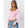 imageTrendy Queen Womens Long Sleeve Shirts Going Out Crop Tops Sweetheart Neck Workout TopsPink