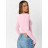 imageTrendy Queen Womens Long Sleeve Shirts Going Out Crop Tops Sweetheart Neck Workout TopsPink