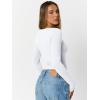 imageTrendy Queen Womens Long Sleeve Shirts Going Out Crop Tops Sweetheart Neck Workout TopsWhite