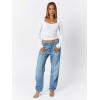 imageTrendy Queen Womens Long Sleeve Shirts Going Out Crop Tops Sweetheart Neck Workout TopsWhite