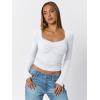 imageTrendy Queen Womens Long Sleeve Shirts Going Out Crop Tops Sweetheart Neck Workout TopsWhite