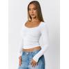 imageTrendy Queen Womens Long Sleeve Shirts Going Out Crop Tops Sweetheart Neck Workout TopsWhite