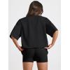 imageTrendy Queen Womens Oversized Summer T Shirts Fashion Workout Plus Size Tops Short Sleeve Beach Vacation Gym Clothes 2025Black