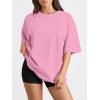 imageTrendy Queen Womens Oversized Summer T Shirts Fashion Workout Plus Size Tops Short Sleeve Beach Vacation Gym Clothes 2025Pink