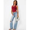 imageTrendy Queen Womens Summer Halter Tops Going Out Crop Top 2025 Fashion Cowl Neck Shirts Backless Sexy Cute Y2K ClothesRed