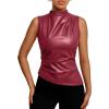 imageTrendy Queen Going Out Tops Leather Top Fall Outfits 2025 Asymmetrical Mock Neck p Sexy Corset Club OutfitRed