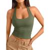 imageTrendy Queen Halter Tops for Women 2025 Summer Going Out Tops Backless Crop Sleeveless Workout Shirts Cute Y2k ClothesArmy Green