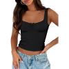 imageTrendy Queen Summer Tops for Women Going Out Teen Girls Cute Crop Tank Top Y2K Basic Bow Clothes Square Neck 2025 CamisoleBlack