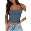imageTrendy Queen Summer Tops for Women Going Out Teen Girls Cute Crop Tank Top Y2K Basic Bow Clothes Square Neck 2025 CamisoleHazeblue