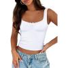 imageTrendy Queen Summer Tops for Women Going Out Teen Girls Cute Crop Tank Top Y2K Basic Bow Clothes Square Neck 2025 CamisoleWhite