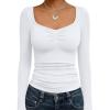 imageTrendy Queen Womens Long Sleeve Shirts Going Out Crop Tops Sweetheart Neck Workout TopsWhite