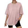 imageTrendy Queen Womens Oversized Summer T Shirts Fashion Workout Plus Size Tops Short Sleeve Beach Vacation Gym Clothes 2025Coupledpink