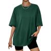 imageTrendy Queen Womens Oversized Summer T Shirts Fashion Workout Plus Size Tops Short Sleeve Beach Vacation Gym Clothes 2025Darkgreen
