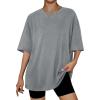 imageTrendy Queen Womens Oversized Summer T Shirts Fashion Workout Plus Size Tops Short Sleeve Beach Vacation Gym Clothes 2025Darkgrey