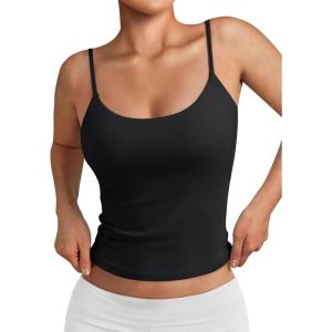 imageTrendy Queen Womens Spaghetti Strap Tank Top Summer Double Lined Workout Camisole Going Out Cute Tops Y2k Teen Girl BasicBlack