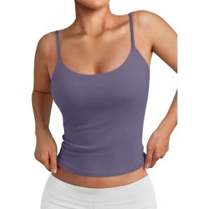 imageTrendy Queen Womens Spaghetti Strap Tank Top Summer Double Lined Workout Camisole Going Out Cute Tops Y2k Teen Girl BasicGraypurple