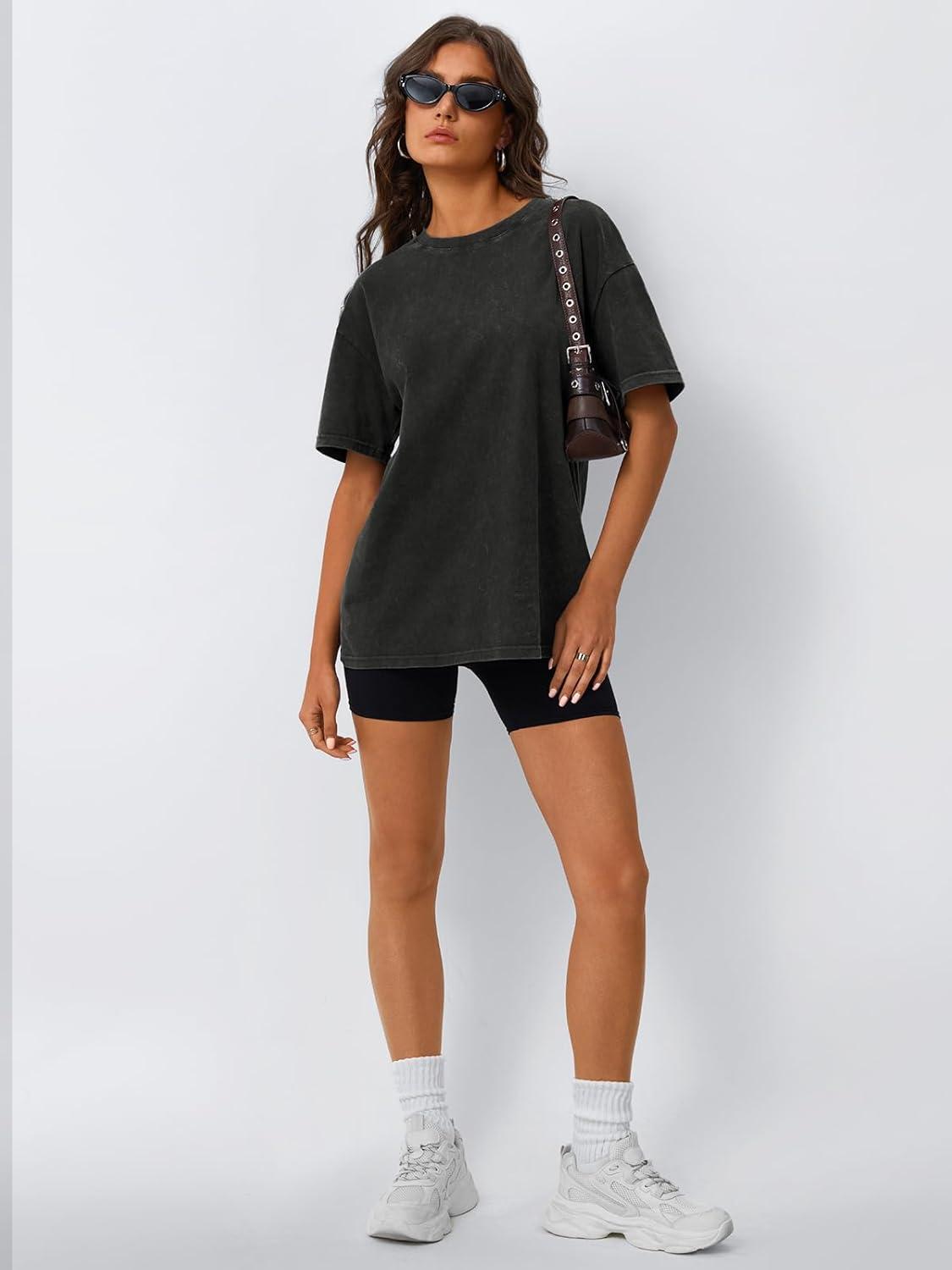 imageTrendy Queen Oversized Vintage T Shirts for Women Graphic Summer Top 2025 Y2k Short Sleeve Basic Cute Grunge ClothesBlack