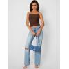imageTrendy Queen Camisole Tops for Women 2025 Summer Crop Tank Top Square Neck Adjustable Spaghetti Strap Sleeveless ShirtsBrown